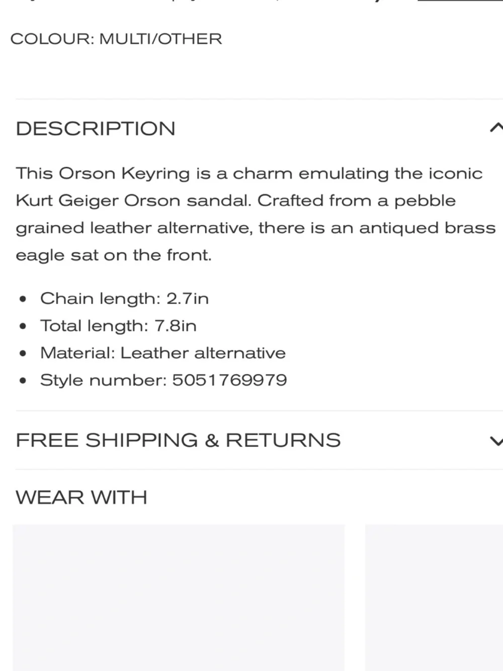 Kurt Geiger Orson key Ring bag, charm